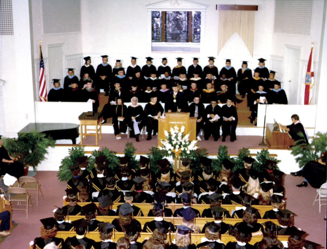 First PHSC graduation stage with first grads in 1973
