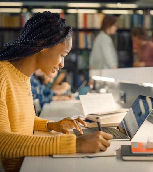 African-American girl on laptop