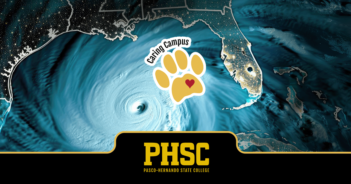 Hurricane near Florida. Caring Campus PHSC Pasco-Hernando State College