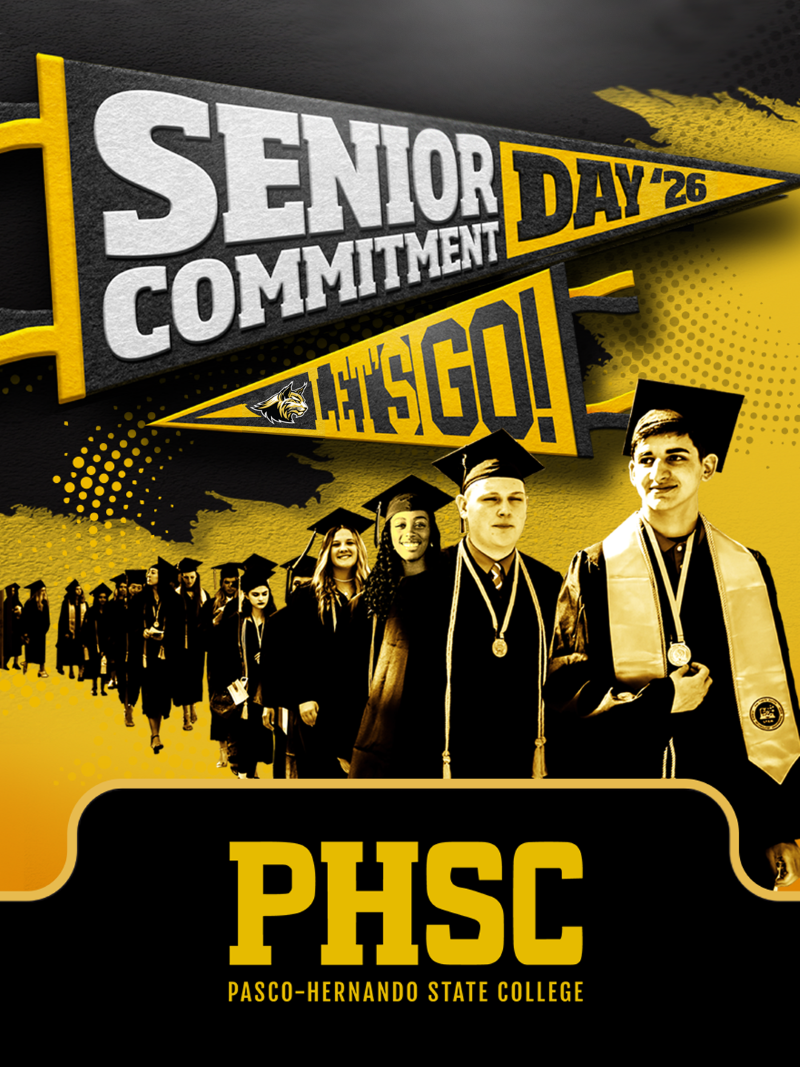 A line of graduates with text stating "Senior Commitment Day '26, let's go!"