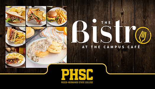 Image of food with text: Bobcat Bistro at the Campus Cafe