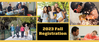 2023 Fall registration with a collage of phsc students