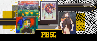 Student art work at the Rao Musunuru, M.D. Art Gallery at the PHSC West Campus.