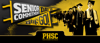 Students graduating with the text: Senior Commitment Day '25. Let's Go!