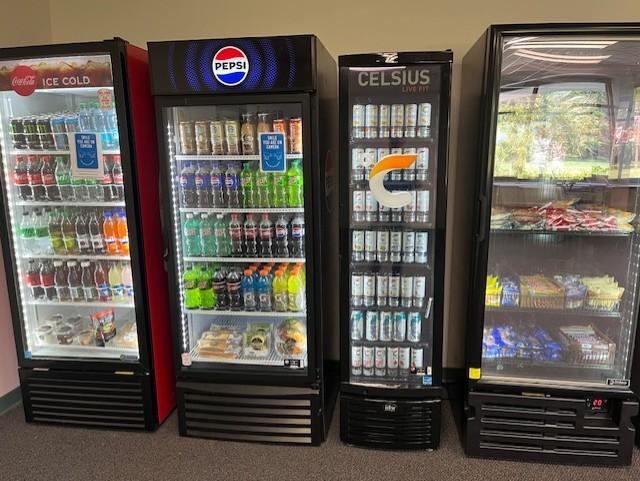 MicroMarket Fridge Display of drinks and snacks